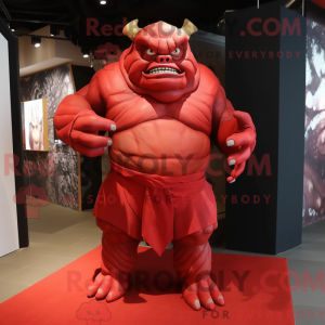 Red Ogre maskotdraktfigur...