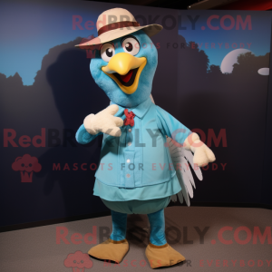 Cyan Tyrkiet maskot kostume...