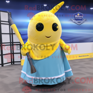 Yellow Narwhal mascot...