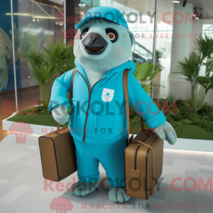 Cyan Sloth maskot kostume...