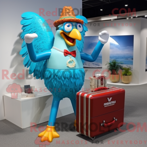 Turquoise Rooster mascot...