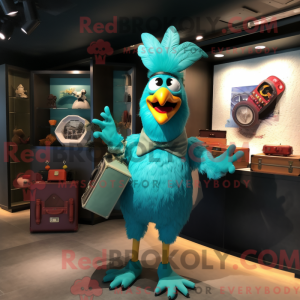 Turquoise Rooster mascot...