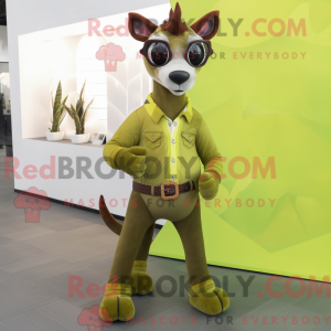 Olive Okapi mascot costume...
