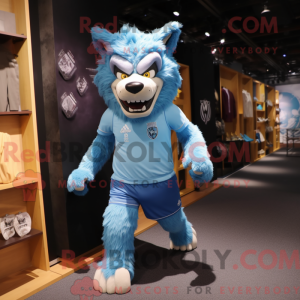 Sky Blue Werewolf mascot...