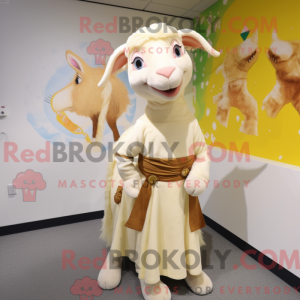 Cream Goat mascot costume...