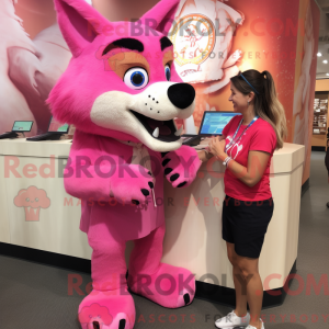 Máscara de lobo rosa com...