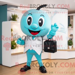 Cyan Cherry maskot kostume...