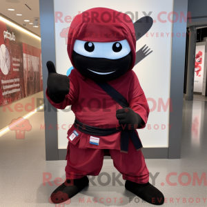 Bordowa maska ninja z...