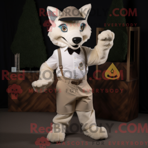Cream Wolf mascot costume...
