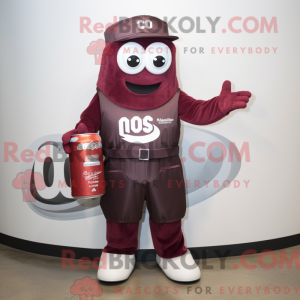 Maroon Soda Can mascot...