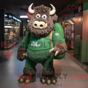 Grön bison-maskotdraktfigur...