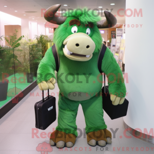 Green Bison mascot costume...