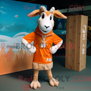 Orange Goat mascot costume...