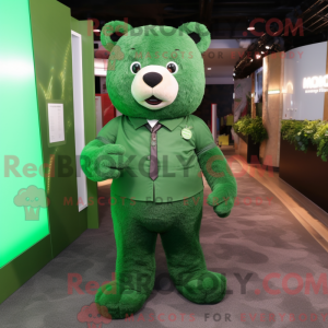 Green Bear mascot costume...