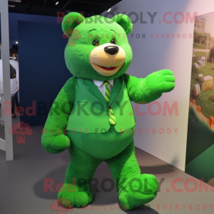 Green Bear mascot costume...