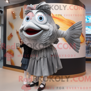 Grå Fish And Chips maskot...