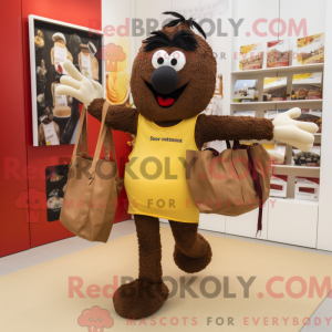 Brown Paella mascot costume...