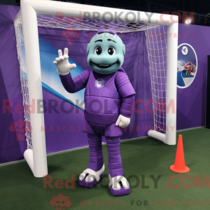 Lila Fußballtor Maskottchen...