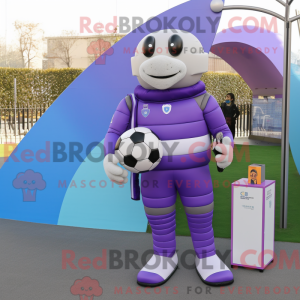 Lila Fußballtor Maskottchen...