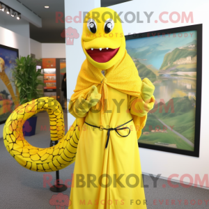 Gul Snake maskot kostume...