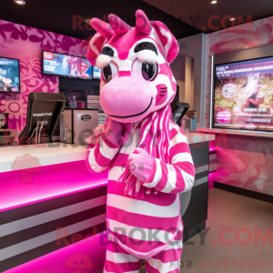 Pink Zebra mascot costume...