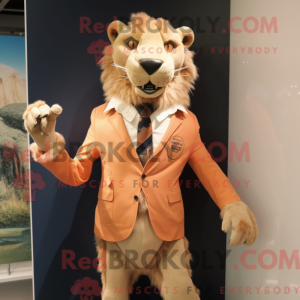 Peach Smilodon mascot...