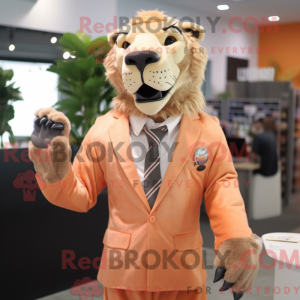 Peach Smilodon mascot...