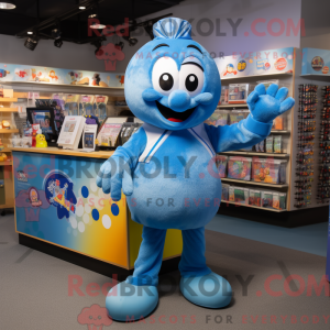 Blue Juggle mascot costume...