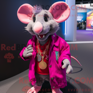 Magenta Rat mascot costume...