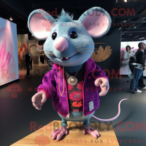 Magenta Rat mascot costume...