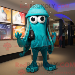 Teal Squid Maskottchen...