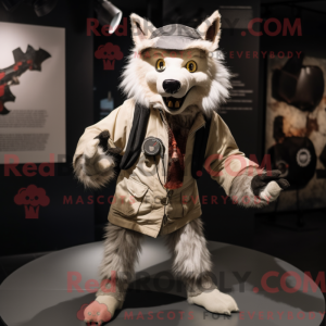 Cream Wolf mascot costume...