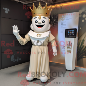 Beige Queen maskot kostume...