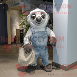 Sølv Preguiça maskot drakt...