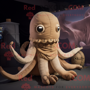 Beige Kraken mascot costume...