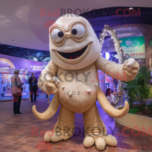 Beige Kraken mascot costume...