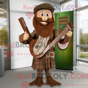 Brown Celtic Harp mascot...