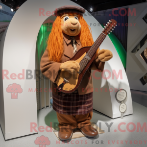 Brown Celtic Harp mascot...
