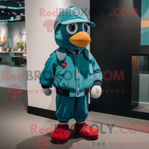 Teal Cherry mascot costume...