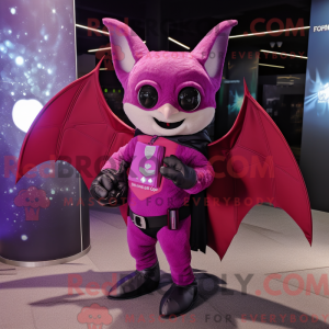 Magenta Bat mascot costume...