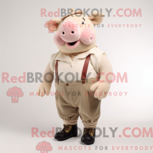 Beige grise maskot kostume...