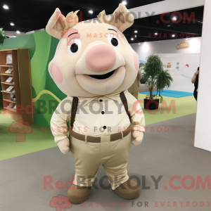 Beige grise maskot kostume...