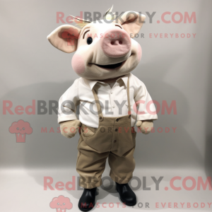 Beige grise maskot kostume...