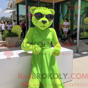 Lime Green Panther maskot...