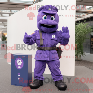 Purple Navy Soldier mascot...