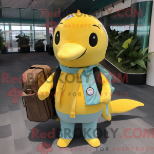 Lemon Yellow Narwhal mascot...