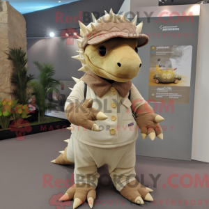 Tan Stegosaurus mascot...