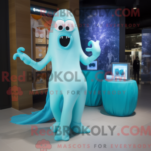 Cyan Ghost maskot kostume...