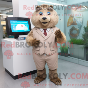 Beige Beaver maskot kostume...