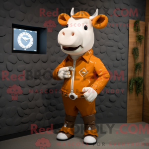 Orange Hereford Cow mascot...